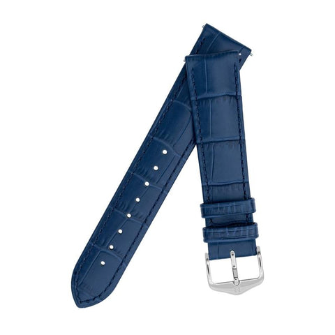 The Watch Boutique Hirsch DUKE Alligator Embossed Leather Watch Strap in BLUE