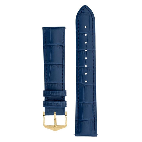 The Watch Boutique Hirsch DUKE Alligator Embossed Leather Watch Strap in BLUE