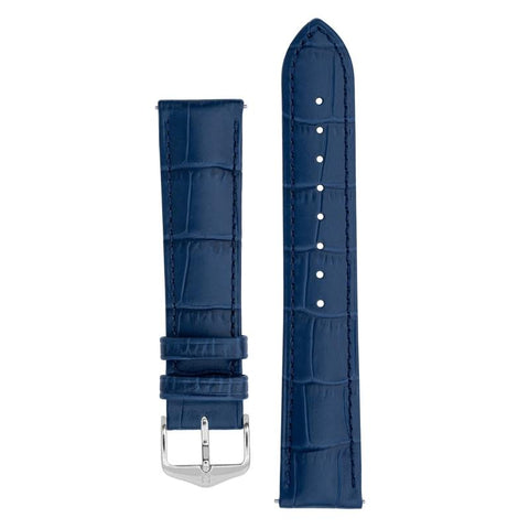 The Watch Boutique Hirsch DUKE Alligator Embossed Leather Watch Strap in BLUE