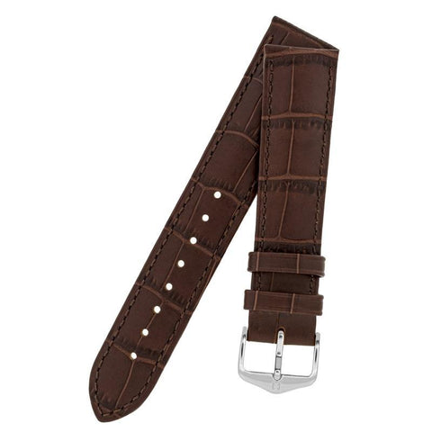 The Watch Boutique Hirsch DUKE Alligator Embossed Leather Watch Strap in BROWN