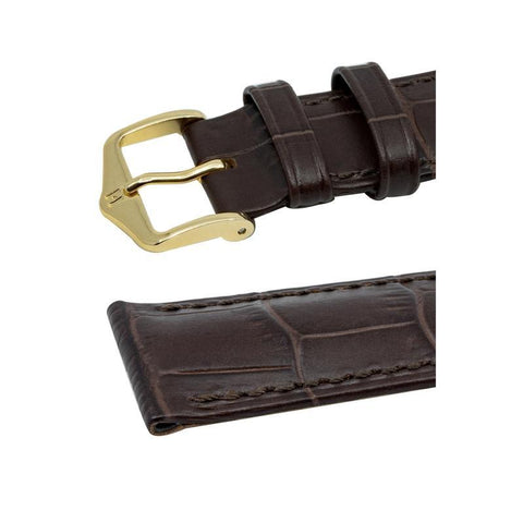 The Watch Boutique Hirsch DUKE Alligator Embossed Leather Watch Strap in BROWN