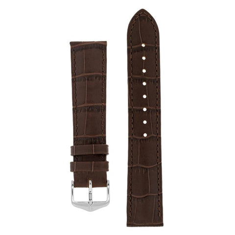 The Watch Boutique Hirsch DUKE Alligator Embossed Leather Watch Strap in BROWN