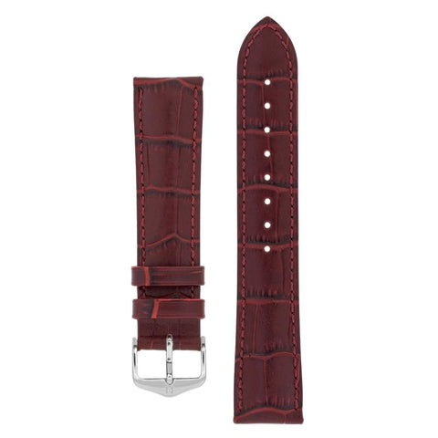 The Watch Boutique Hirsch DUKE Alligator Embossed Leather Watch Strap in BURGUNDY