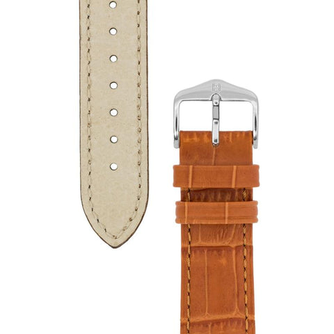 The Watch Boutique Hirsch DUKE Alligator Embossed Leather Watch Strap in HONEY