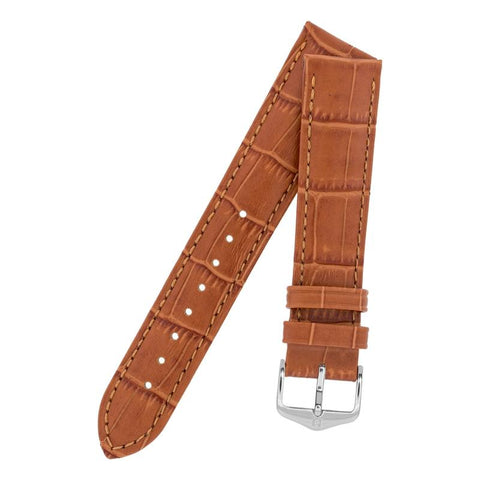 The Watch Boutique Hirsch DUKE Alligator Embossed Leather Watch Strap in HONEY