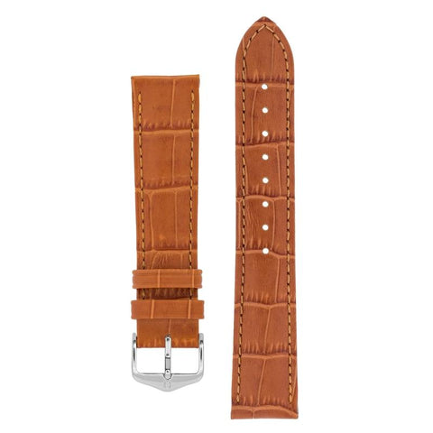 The Watch Boutique Hirsch DUKE Alligator Embossed Leather Watch Strap in HONEY