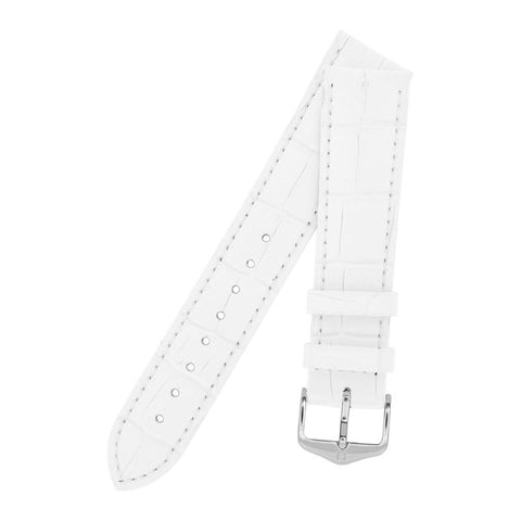 The Watch Boutique Hirsch DUKE Alligator Embossed Leather Watch Strap in WHITE