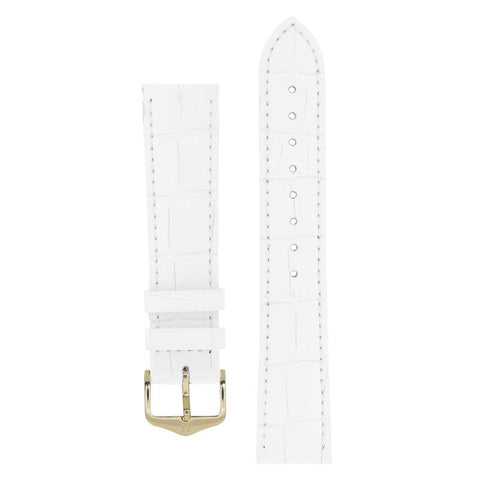 The Watch Boutique Hirsch DUKE Alligator Embossed Leather Watch Strap in WHITE