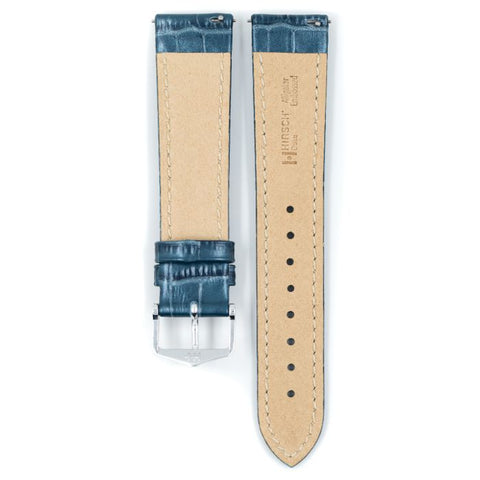The Watch Boutique Hirsch DUKE METALLIC Calf Watch Strap in METALLIC BLUE
