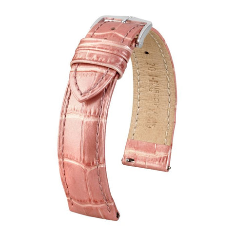 The Watch Boutique Hirsch DUKE METALLIC Calf Watch Strap in METALLIC ROSE