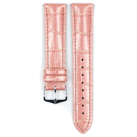 The Watch Boutique Hirsch DUKE METALLIC Calf Watch Strap in METALLIC ROSE