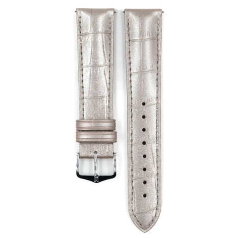 The Watch Boutique Hirsch DUKE METALLIC Calf Watch Strap in METALLIC SILVER