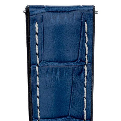 The Watch Boutique Hirsch GEORGE Alligator Embossed Performance Watch Strap in BLUE