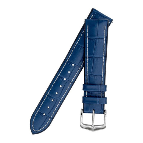 The Watch Boutique Hirsch GEORGE Alligator Embossed Performance Watch Strap in BLUE