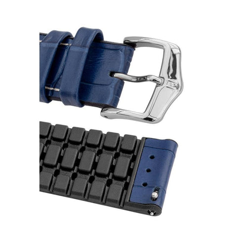 The Watch Boutique Hirsch GEORGE Alligator Embossed Performance Watch Strap in BLUE