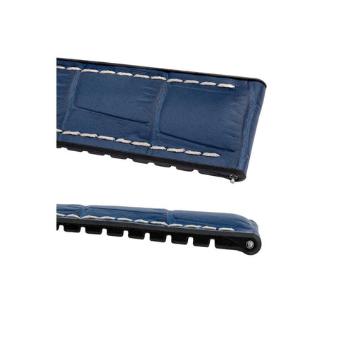 The Watch Boutique Hirsch GEORGE Alligator Embossed Performance Watch Strap in BLUE