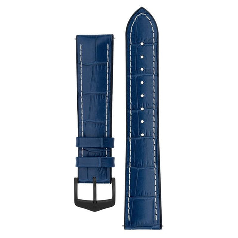 The Watch Boutique Hirsch GEORGE Alligator Embossed Performance Watch Strap in BLUE