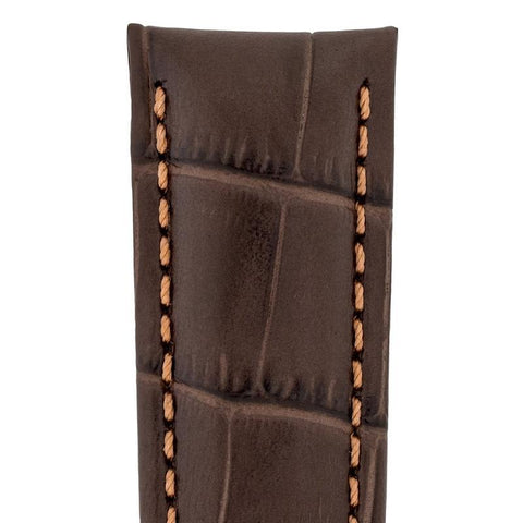 The Watch Boutique Hirsch GRAND DUKE Water-Resistant Alligator Embossed Sport Watch Strap in BROWN