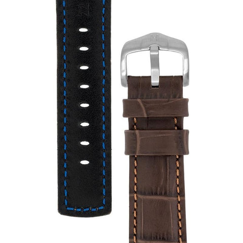 The Watch Boutique Hirsch GRAND DUKE Water-Resistant Alligator Embossed Sport Watch Strap in BROWN