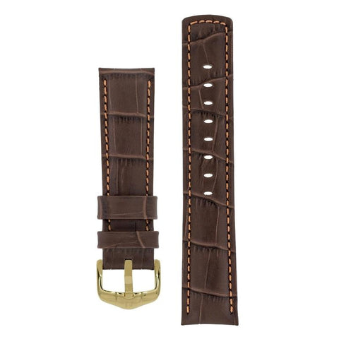 The Watch Boutique Hirsch GRAND DUKE Water-Resistant Alligator Embossed Sport Watch Strap in BROWN