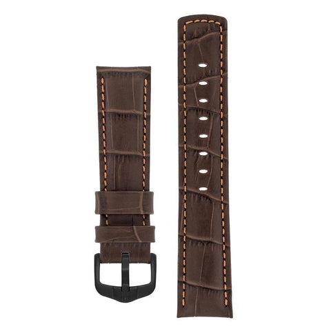 The Watch Boutique Hirsch GRAND DUKE Water-Resistant Alligator Embossed Sport Watch Strap in BROWN