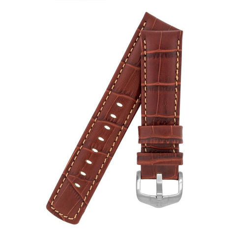 The Watch Boutique Hirsch GRAND DUKE Water-Resistant Alligator Embossed Sport Watch Strap in GOLD BROWN