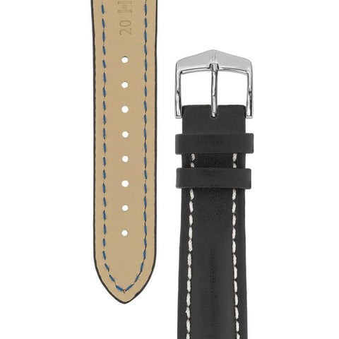 The Watch Boutique Hirsch HEAVY CALF Water-Resistant Calf Leather Watch Strap in BLACK / WHITE