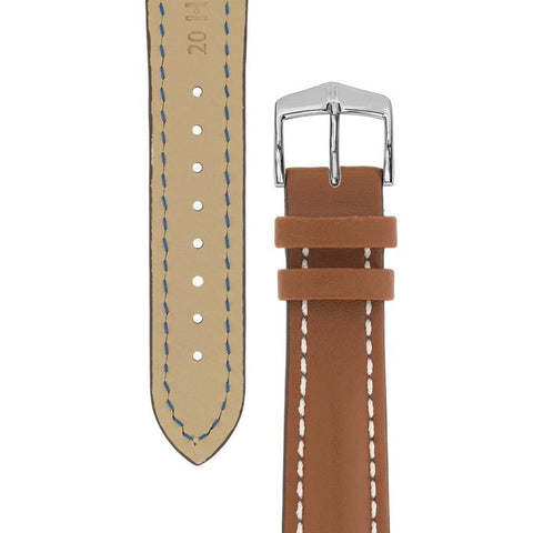 The Watch Boutique Hirsch HEAVY CALF Water-Resistant Calf Leather Watch Strap in GOLD BROWN