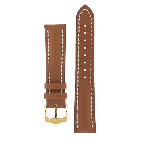 The Watch Boutique Hirsch HEAVY CALF Water-Resistant Calf Leather Watch Strap in GOLD BROWN