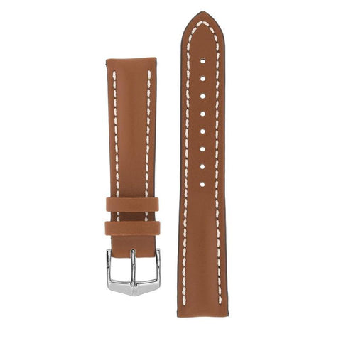 The Watch Boutique Hirsch HEAVY CALF Water-Resistant Calf Leather Watch Strap in GOLD BROWN