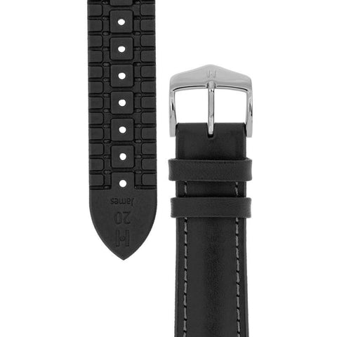 The Watch Boutique Hirsch JAMES Calf Leather Performance Watch Strap in BLACK