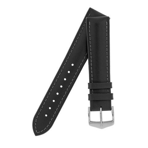 The Watch Boutique Hirsch JAMES Calf Leather Performance Watch Strap in BLACK
