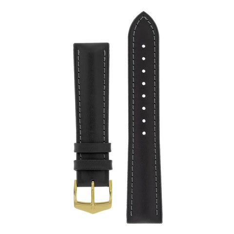 The Watch Boutique Hirsch JAMES Calf Leather Performance Watch Strap in BLACK