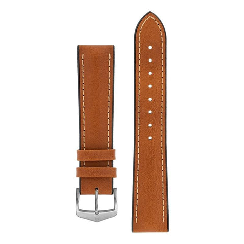 The Watch Boutique Hirsch JAMES Calf Leather Performance Watch Strap in GOLD BROWN