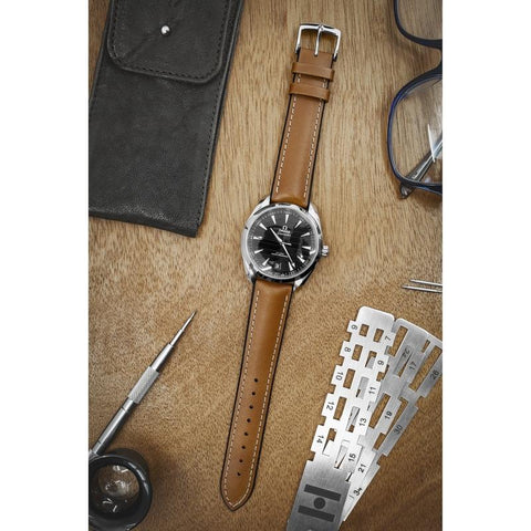 The Watch Boutique Hirsch JAMES Calf Leather Performance Watch Strap in GOLD BROWN