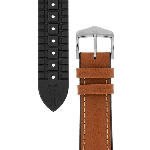 The Watch Boutique Hirsch JAMES Calf Leather Performance Watch Strap in GOLD BROWN
