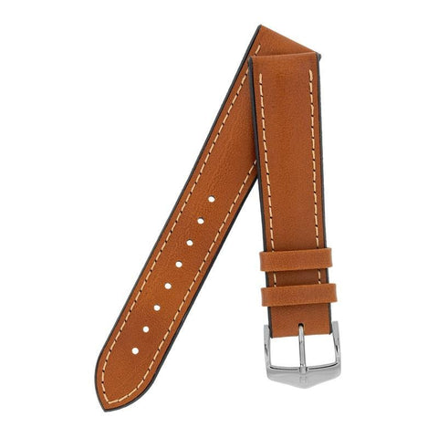 The Watch Boutique Hirsch JAMES Calf Leather Performance Watch Strap in GOLD BROWN