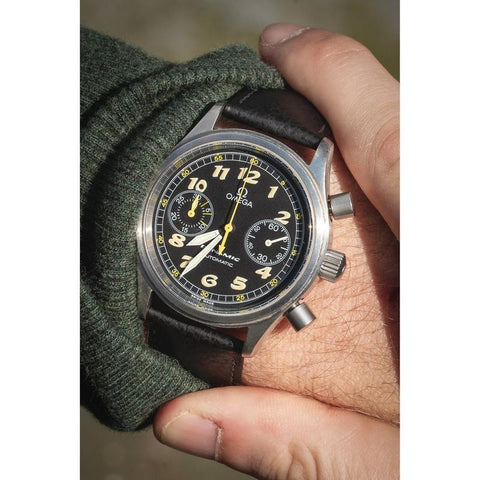 The Watch Boutique Hirsch KANSAS Buffalo Embossed Calf Leather in BLACK with Black Stitch