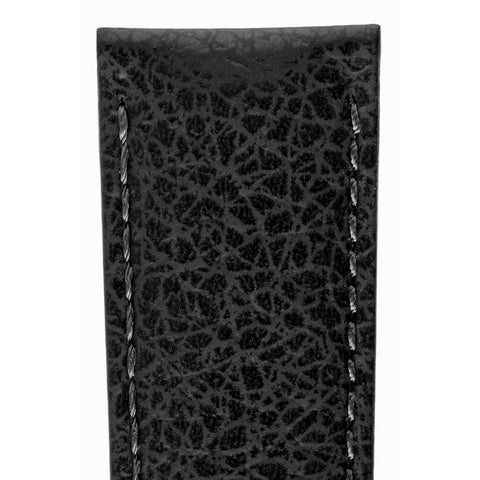 The Watch Boutique Hirsch KANSAS Buffalo Embossed Calf Leather in BLACK with Black Stitch