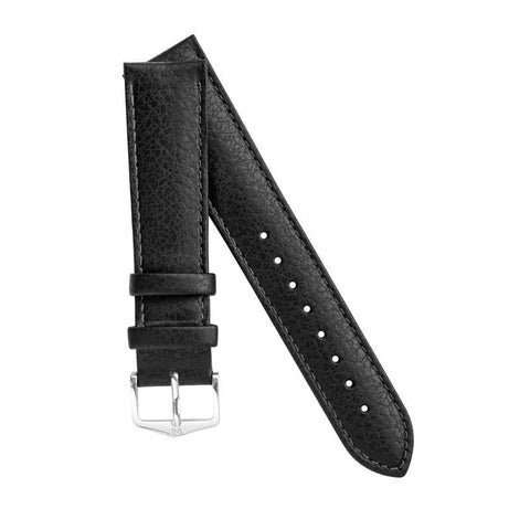 The Watch Boutique Hirsch KANSAS Buffalo Embossed Calf Leather in BLACK with Black Stitch