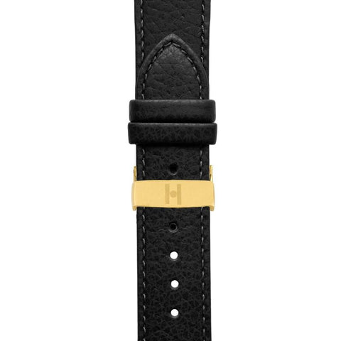 The Watch Boutique Hirsch KANSAS Buffalo Embossed Calf Leather in BLACK with Black Stitch