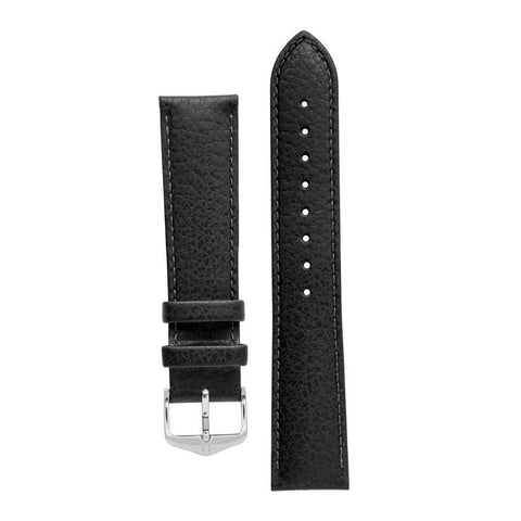 The Watch Boutique Hirsch KANSAS Buffalo Embossed Calf Leather in BLACK with Black Stitch