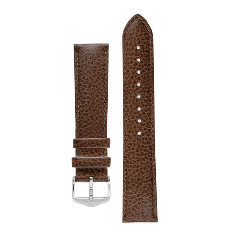 The Watch Boutique Hirsch KANSAS Buffalo Embossed Calf Leather in BROWN 18mm Silver