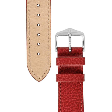 The Watch Boutique Hirsch KANSAS Buffalo Embossed Calf Leather in RED with Red Stitch
