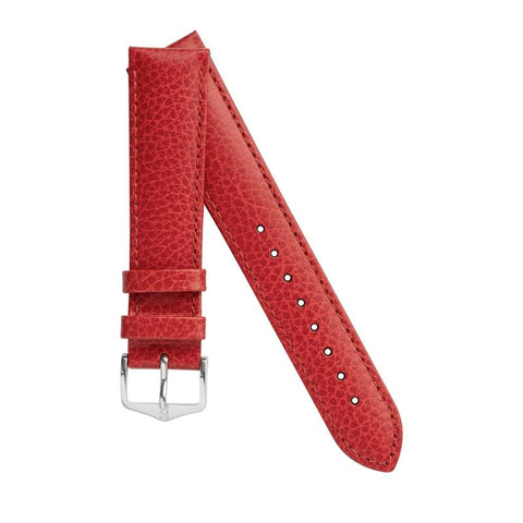 The Watch Boutique Hirsch KANSAS Buffalo Embossed Calf Leather in RED with Red Stitch