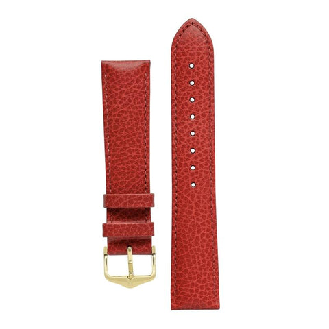 The Watch Boutique Hirsch KANSAS Buffalo Embossed Calf Leather in RED with Red Stitch