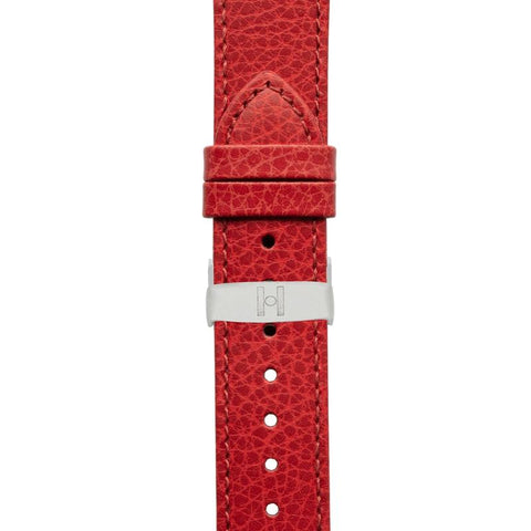 The Watch Boutique Hirsch KANSAS Buffalo Embossed Calf Leather in RED with Red Stitch