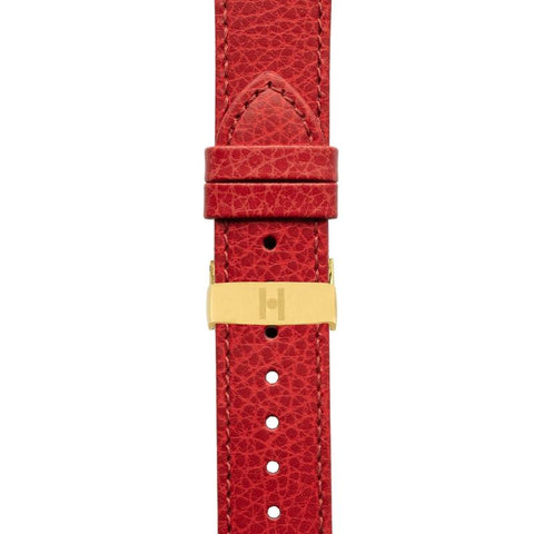 The Watch Boutique Hirsch KANSAS Buffalo Embossed Calf Leather in RED with Red Stitch