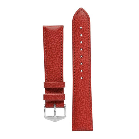The Watch Boutique Hirsch KANSAS Buffalo Embossed Calf Leather in RED with Red Stitch 18mm Silver