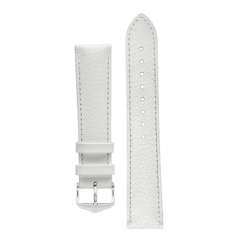 The Watch Boutique Hirsch KANSAS Buffalo Embossed Calf Leather in WHITE 12mm Gold